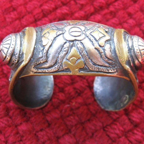 Antique bracelet used, handmade silver with rich craftsmanship