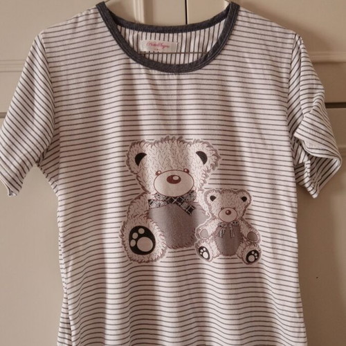 Short-sleeve pajama shirt used, size M, white and gray