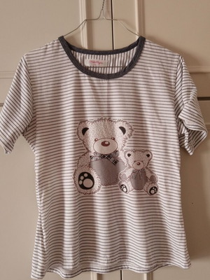 Short-sleeve pajama shirt used, size M, white and gray