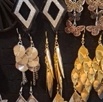 Earrings new, 10 pairs with stand, gold and silver colors