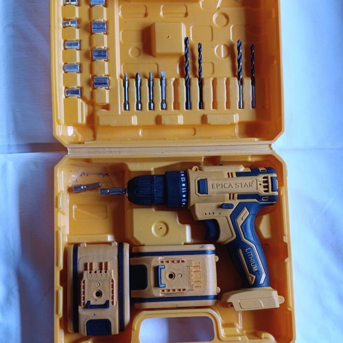 Epica Star Cordless Drill Set used, 18V batteries, plastic case