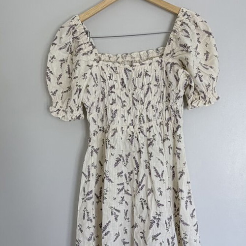 H&M dress with smocked bust, floral pattern, size Small, new
