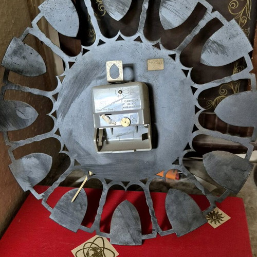 Dugena clock used, metal, 1970s, non-working mechanism