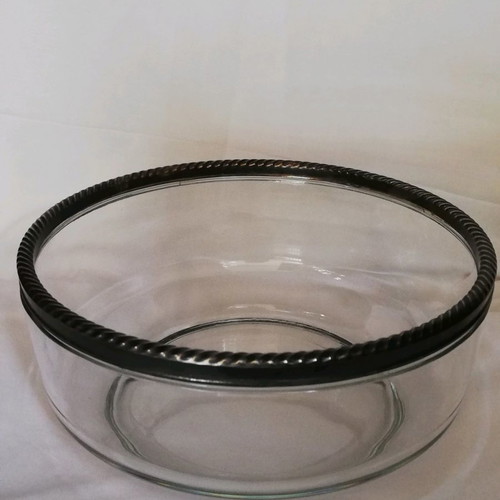 Italian glass bowl used with silver plated rim