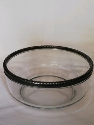 Italian glass bowl used with silver plated rim
