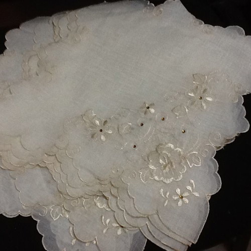 Silk napkins new, pack of 10, with embroidery and rhinestones