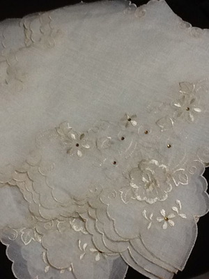 Silk napkins new, pack of 10, with embroidery and rhinestones