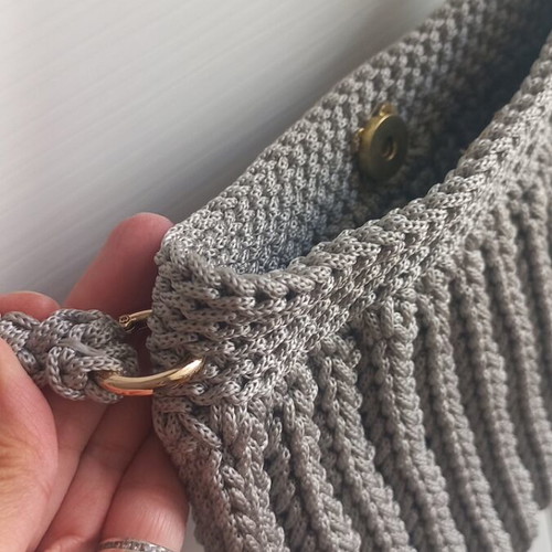 Handmade knitted grey crossbody bag