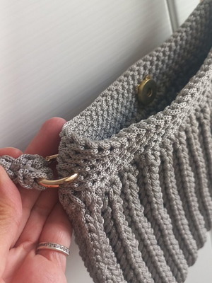 Handmade knitted grey crossbody bag
