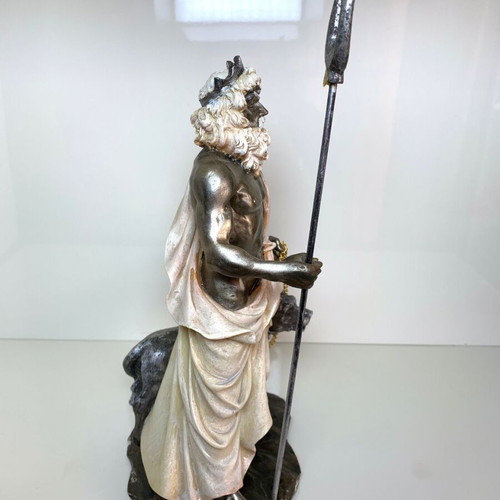 Hades figurine with Cerberus used, synthetic porcelain