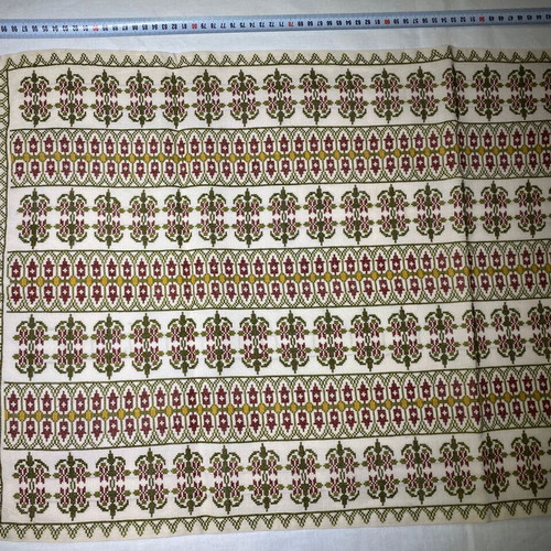 Set of 2 vintage handmade embroidered table runners with fringes