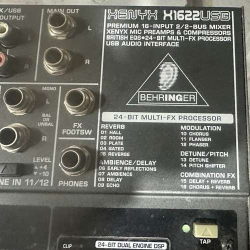 Behringer XENYX X1622USB mixer used with missing knob