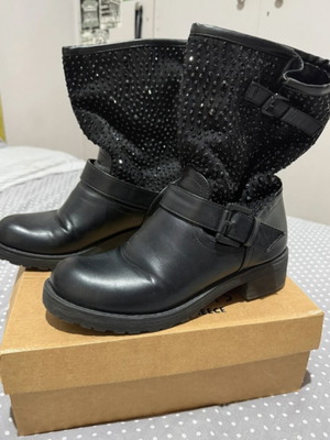 Tsakiris Mallas boots refurbished with strass, size 37, black