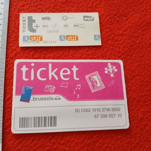 Used public transport tickets from Brussels and Paris