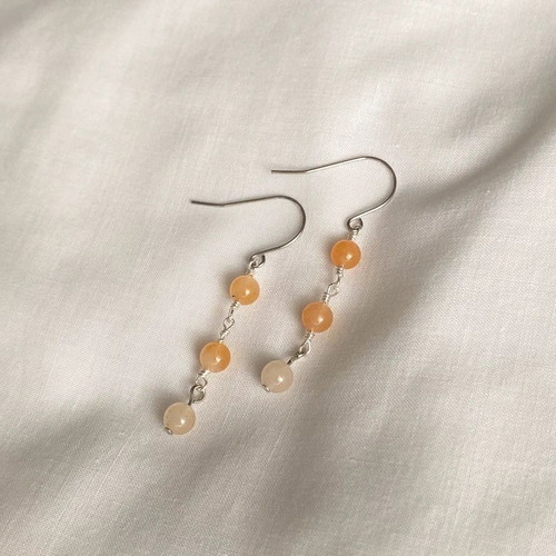 Handmade silver-plated boho earrings with orange aventurine beads