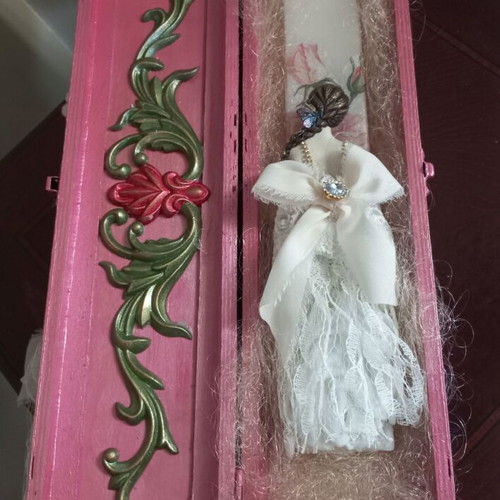 Handmade candle new 30×4 cm with decorative box 43×9×5 cm