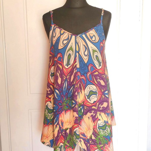 Boho summer cami top C’FLO L/XL floral abstract print like new