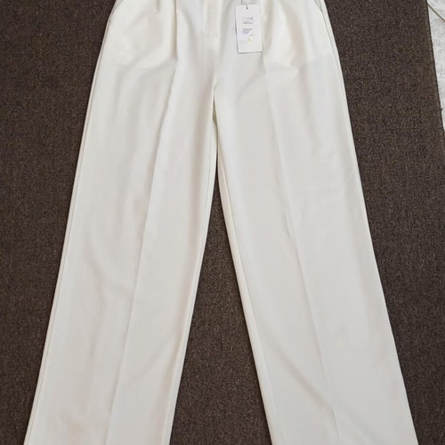 High-waist straight-leg pants vanilla color size M new