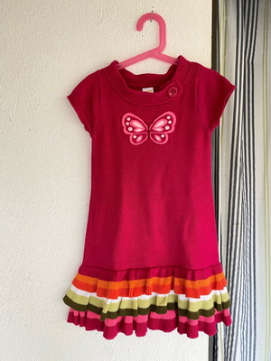 Knitted cotton dress Gymboree for 5-6 years like new, pink multicolor