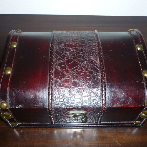 Wooden chest used with velvet lining and brass details vintage decor