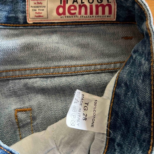 Italogy ripped jeans used, blue, cotton, size S-M