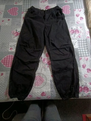 Bershka women's parachute cargo pants used, black, size S