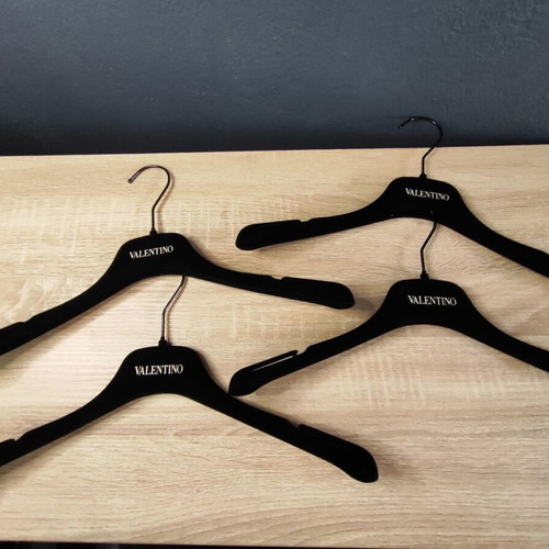 Valentino Clothes Hangers used, set of 9, black velvet