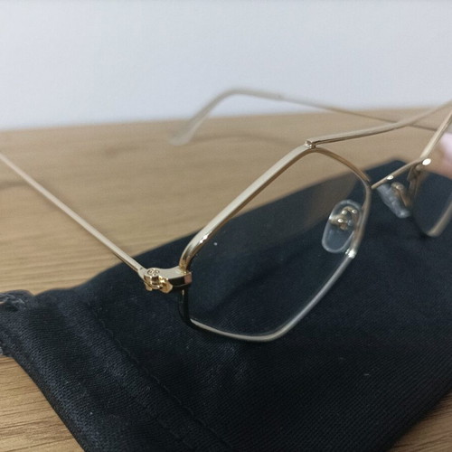 Sunglasses with polygonal transparent lens new, gold