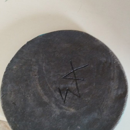 Ashtray with Family Design Raku Technique 19cm New