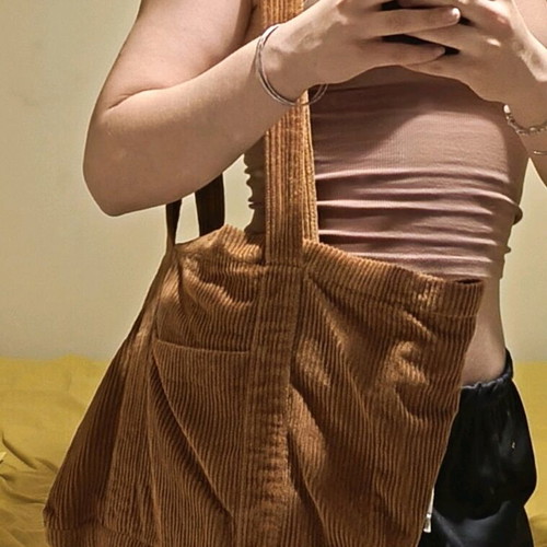 Tote bag Zara large shoulder bag in brown corduroy like new