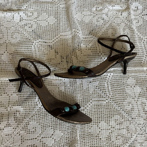 Exe kitten heels sandals used, size 38, brown with stones