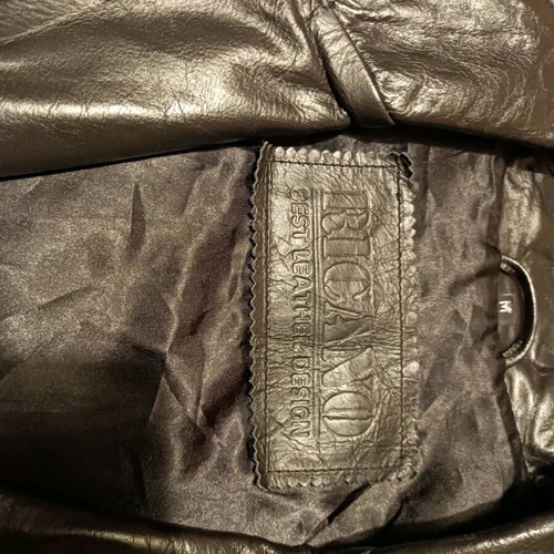 Ricano men's leather coat new, black semi-glossy, size M/L