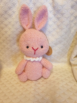 Pink Amigurumi Bunny Handmade, New, 26cm×14cm