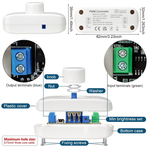 LED Dimmer 12V-24V 8A Like New for LED Strips and Fans