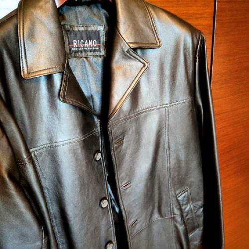 Leather coat new, black, size XL