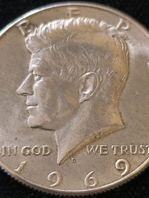 Half Dollar Kennedy 1969 used, silver