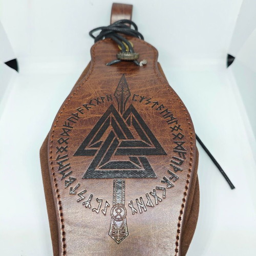 Leather Belt Pouch new with Valknut symbol and Scandinavian Runes