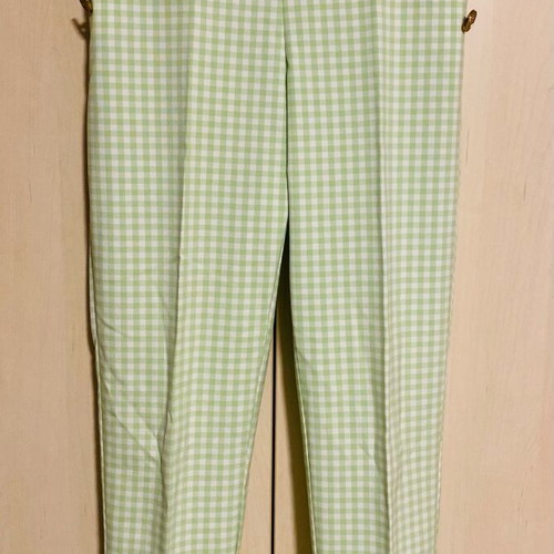 Vichy pants Zara like new, white and green, high waist