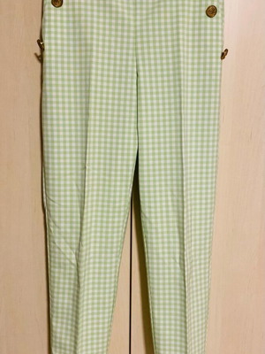 Vichy pants Zara like new, white and green, high waist