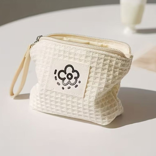 Fabric Wallet with White Flower New