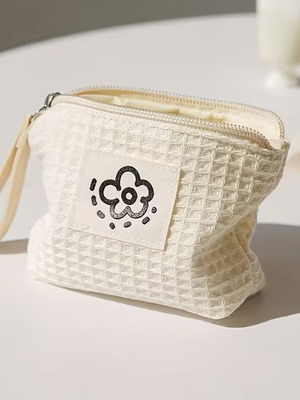 Fabric Wallet with White Flower New