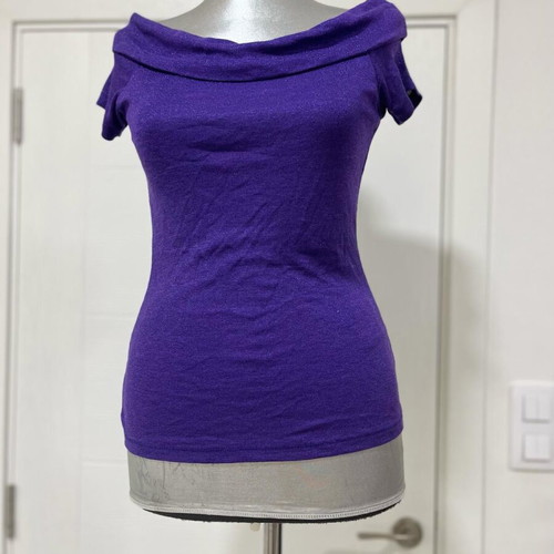 Morgan purple shiny off shoulder top, new, size small