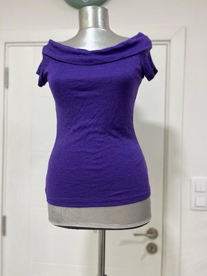 Morgan purple shiny off shoulder top, new, size small