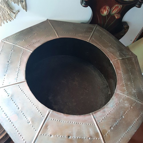Ottoman copper brazier used, traditional handcrafted mangal