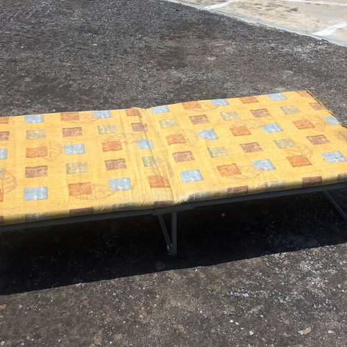 Metal folding bed with mattress used, sturdy and comfortable