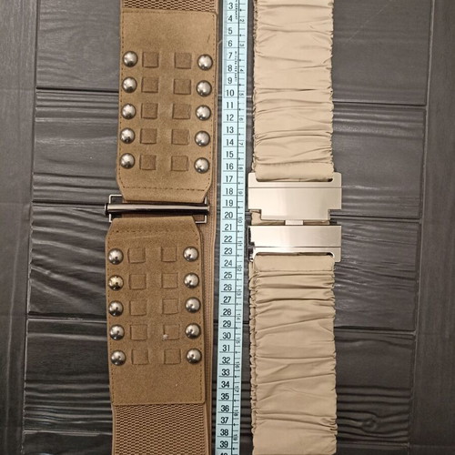 Set of 2 women's elastic beige belts like new