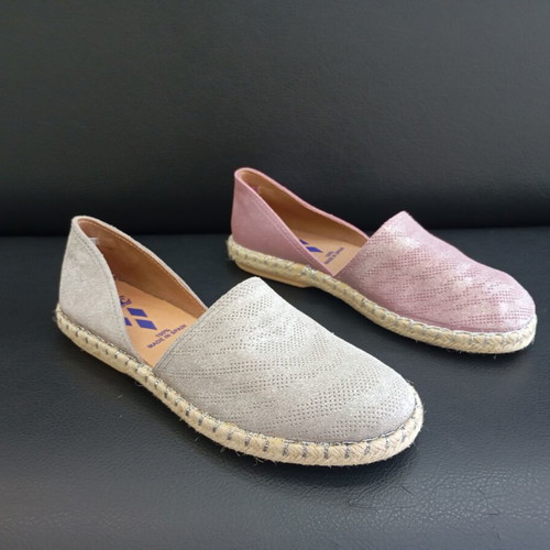 Espadrilles Ace new, genuine leather, grey and purple