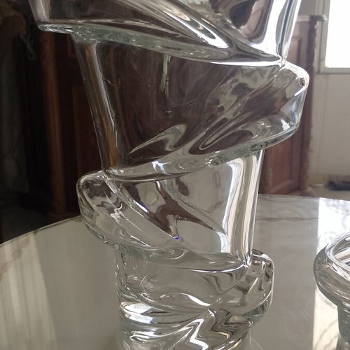 Calla Lily crystal vase and ashtray set by Koneama