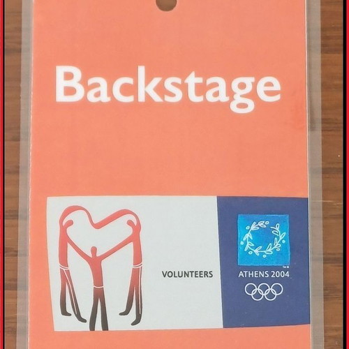 Backstage Volunteers accreditation card Athens 2004 Olympic Games