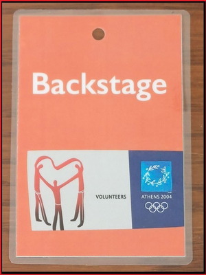 Backstage Volunteers accreditation card Athens 2004 Olympic Games